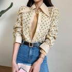 Pointy-collar Polka Dot Blouse