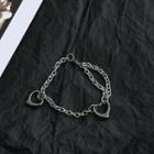 Heart Stainless Steel Bracelet Silver - One Size