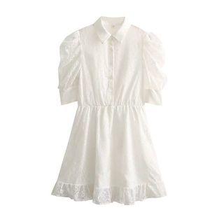 Short-sleeve Lace Shirt Dress