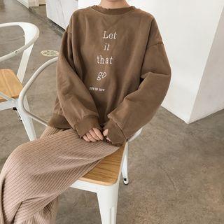 Lettering Embroidered Ripped Sweatshirt