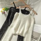 Cold-shoulder Fluffy Knit Top