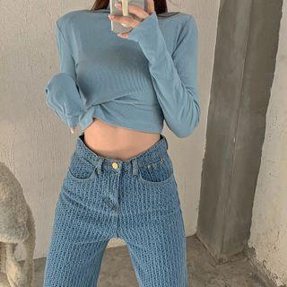 High Waist Patterned Wide Leg Jeans