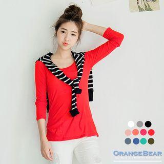 Letter-print Round-neck T-shirt