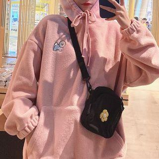 Embroidered Faux-shearling Hoodie