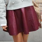 Faux Leather A Line Mini Skirt