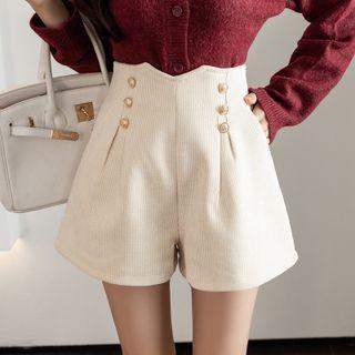 High-waist Chenille A-line Wide-leg Pants