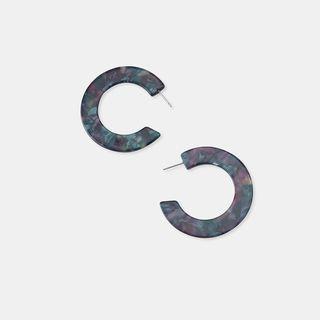 Acetate C Hoop Earrings 1 Pair - Gray - One Size