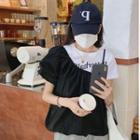 Mock Two-piece Short-sleeve T-shirt White & Black - One Size