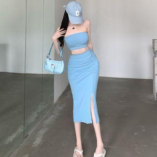 Bandeau / Slit Midi Pencil Skirt