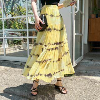 Chiffon Dyed Maxi Tiered Skirt