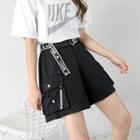 Set: Wide Leg Cargo Shorts + Lettering Belt