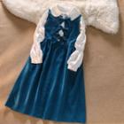 Long-sleeve Blouse / Bow Midi Overall Dress