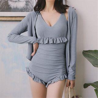 Set: Spaghetti Strap Swimsuit + Cover-up Jacket