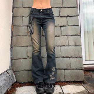 Embroidered Flared Jeans