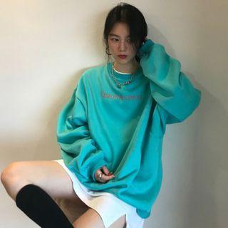 Letter Printed Sweatshirt Blue - One Size