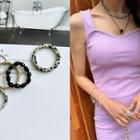 Set Of 5: Bead / Acrylic / Twisted Ring Black - One Size
