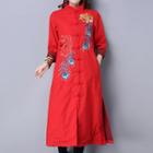 Embroidered Chinese Frog Button Long Jacket