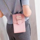 Buckled Faux Leather Crossbody Pouch