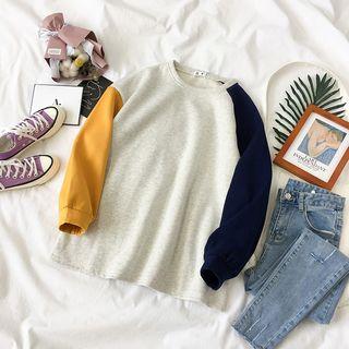 Colored Panel Sweatshirt Gray - One Size