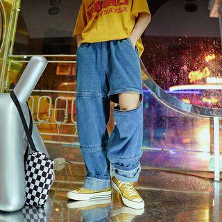 Couple Wide-leg Zipper Jeans