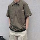 Elbow-sleeve Zip Cargo Shirt