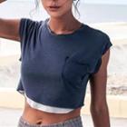 Cap-sleeve Mock Two-piece Cropped T-shirt