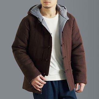 Double Sided Frog Buttoned Hooded Padded Jacket