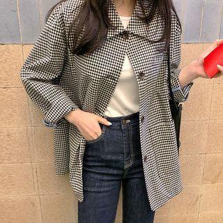 Check Button Jacket Gingham - Black & White - One Size
