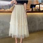 Sheer Panel Midi Skirt Off-white - One Size