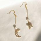 Moon And Star Non-matching Drop Earring