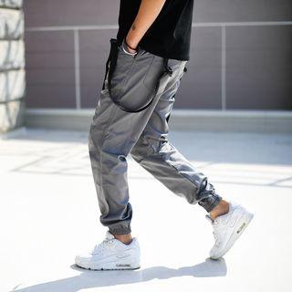 Gather-cuff Belted Harem Pants