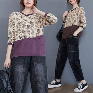 Floral Panel Sweater