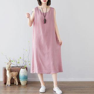 Plain Sleeveless Midi T-shirt Dress