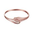 Elegant Plated Rose Gold Geometric Openwork Bangle With Cubic Zircon Rose Gold - One Size