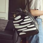 Faux-leather Contrast-color Backpack