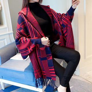 Check Hooded Poncho