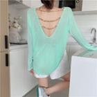 Long-sleeve Chain Strap Open-back T-shirt / Shorts