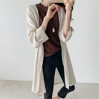 Open-front Slit-hem Summer Cardigan
