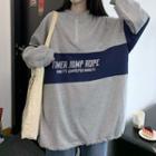 Two-tone Half-zip Lettering Pullover