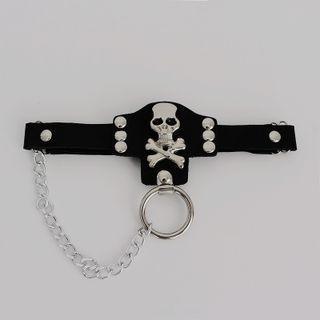 Chained Skull Choker Black - One Size