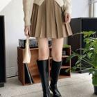 Buttoned Pleated Wrap Mini Skirt