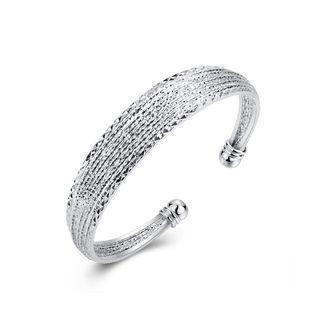 Classic Elegant Pattern Open Bangle Silver - One Size