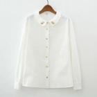 Embroidered Scallop Trim Shirt