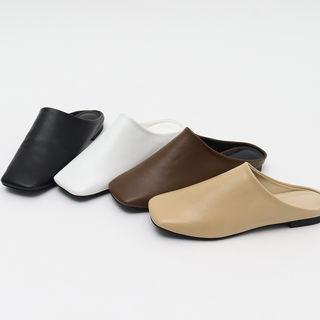 Almond-toe Low-heel Mules