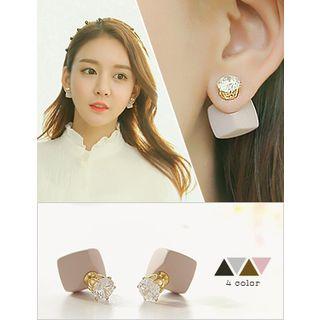 Rhinestone Cube Double-sided Earrings