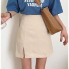 High-waist Slide-slit A-line Mini Skirt