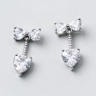 Rhinestone Dangle Earring 1 Pair - S925 Sterling Silver Earring - One Size