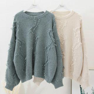 Frayed   Trim Sweater