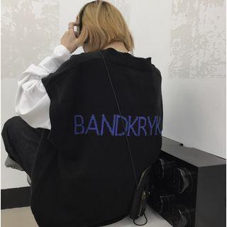 Lettering Oversized Sweater Vest