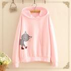 Cat Patch Long-sleeve Hooded Thin Sweater